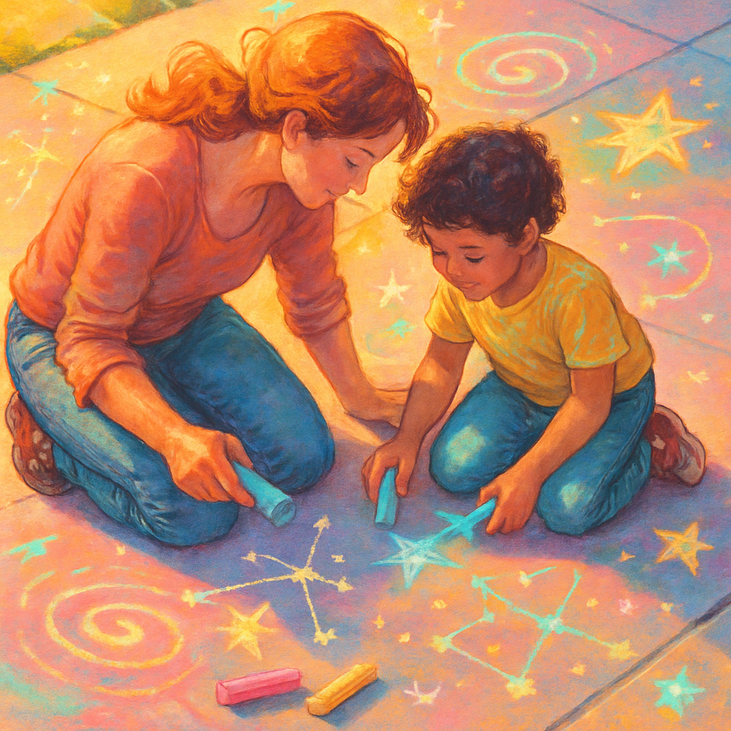 Galaxy Of Chalk Dreams Sidewalk Constellations With Mom paint by diamond