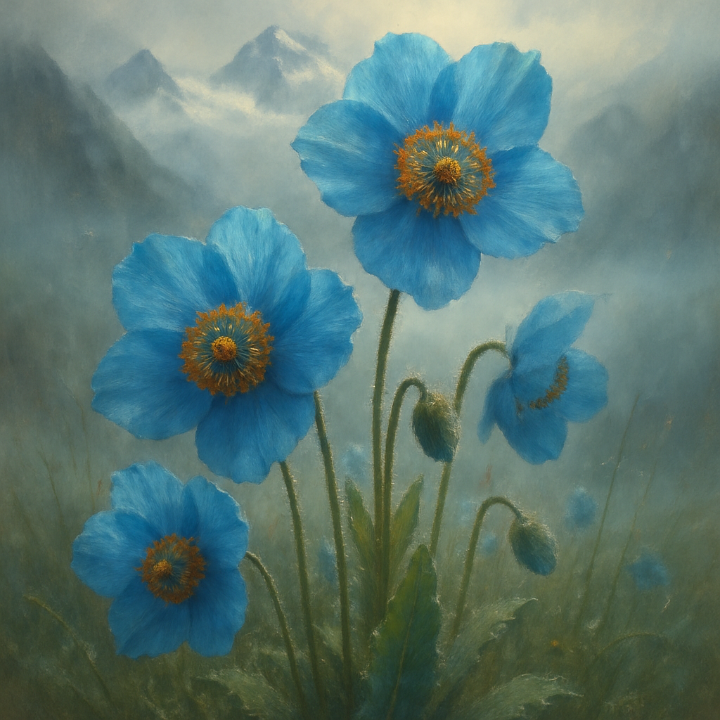 Himalayan Blue Poppy Meconopsis In Alpine Meadow painting diamond kit