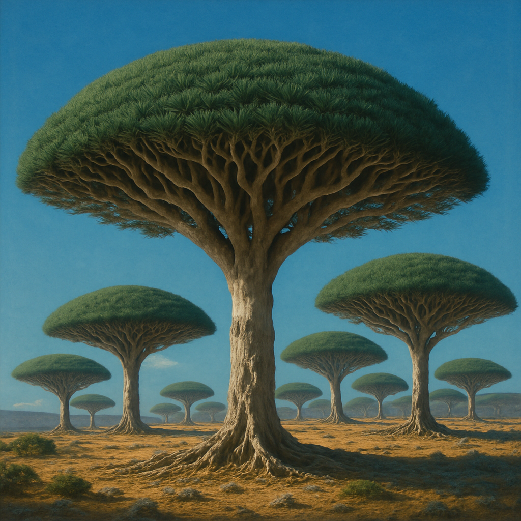 Dragon Blood Tree Dracaena Cinnabari Socotra Yemen paint by color