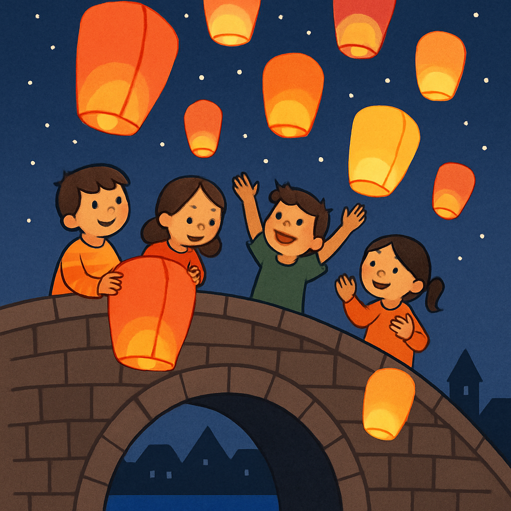 Festival Of Lanterns Over Ancient Bridge diamonded painting kits
