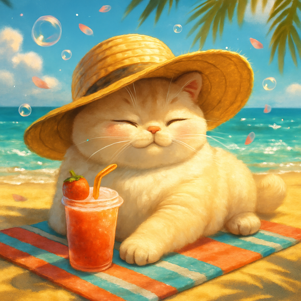 Tropical Smoothie Sunhat Cat diamonded painting kits