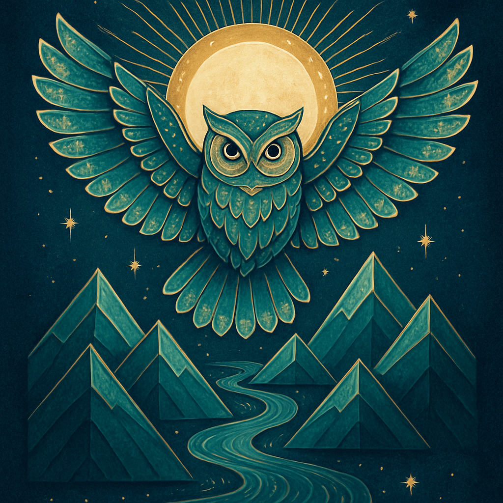 Moonrise Owl Over Peak Rivers paint by color
