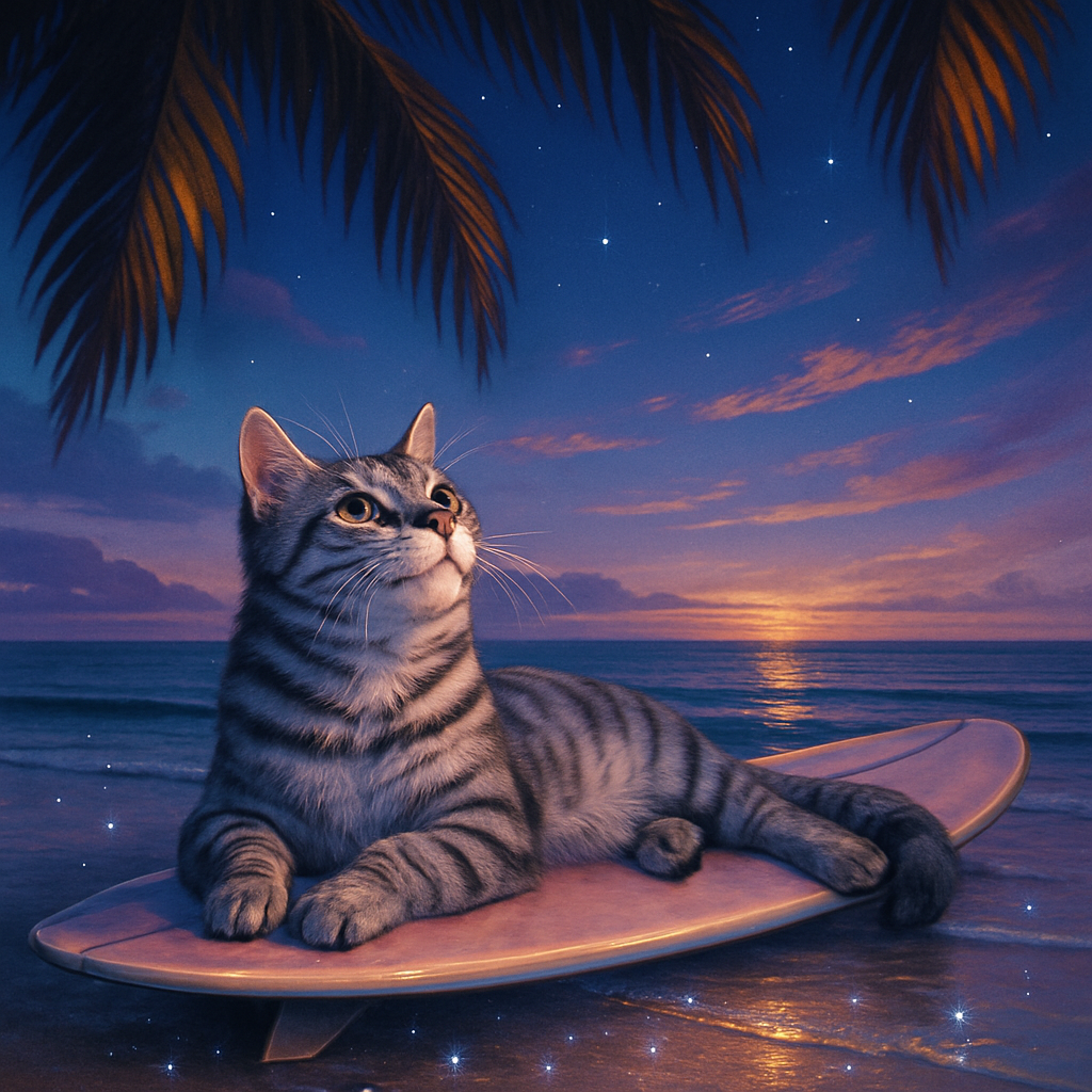 Surfboard Stargazer Beach Cat paint by diamond
