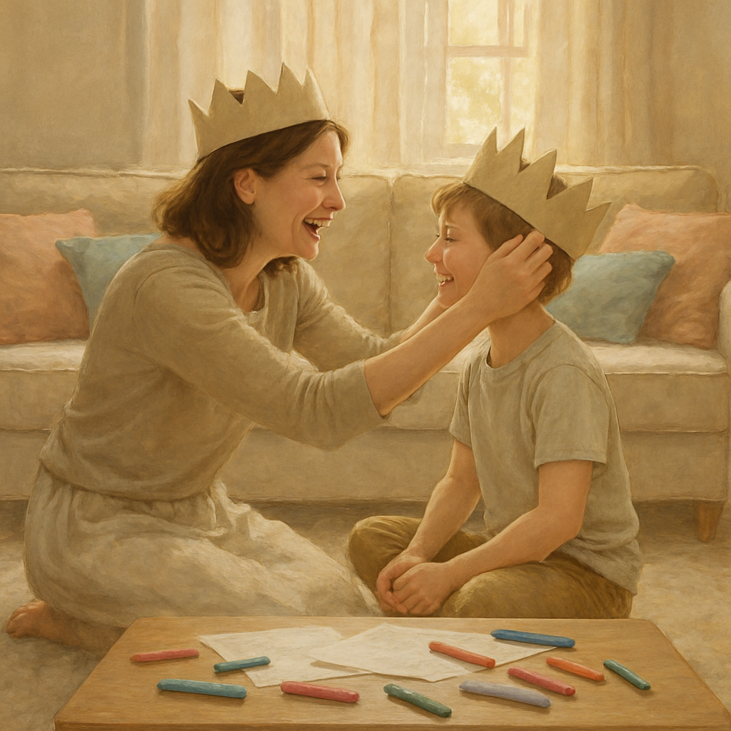 Paper Crowns And Couch Kingdom Mother And Child Make Believe diamond painting