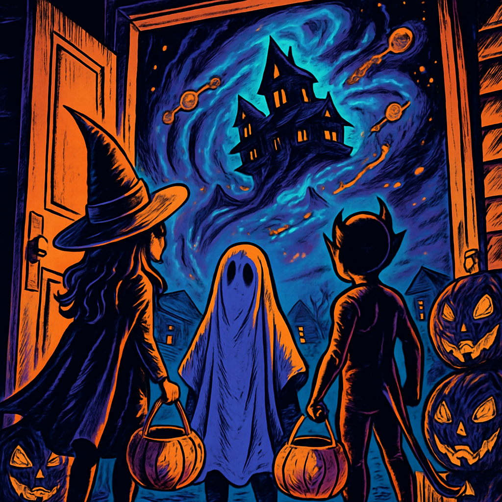 Trick Or Treaters At The Portal Doorway paint by diamonds