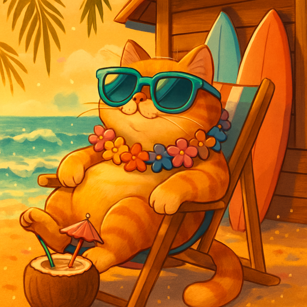 Sunset Surf Shack Cat Lounge paint by diamond
