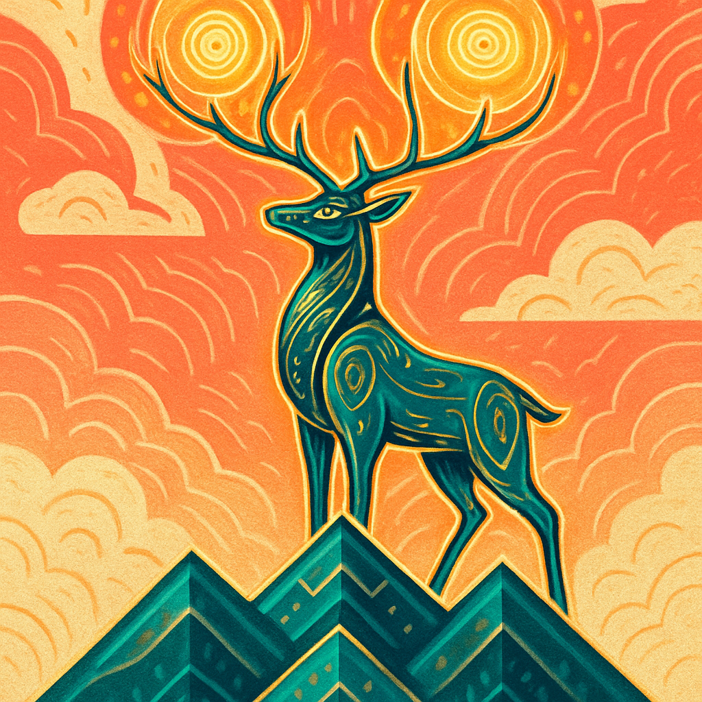 Mountain Harmony Stag Of Twin Suns painting diamond kit