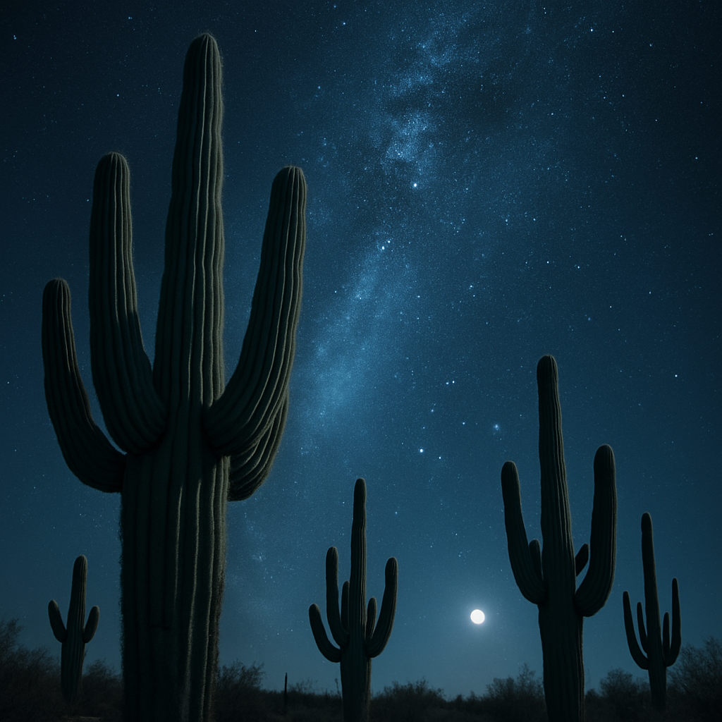 Saguaro Cactus Carnegiea Gigantea Under Starlight diamond painting