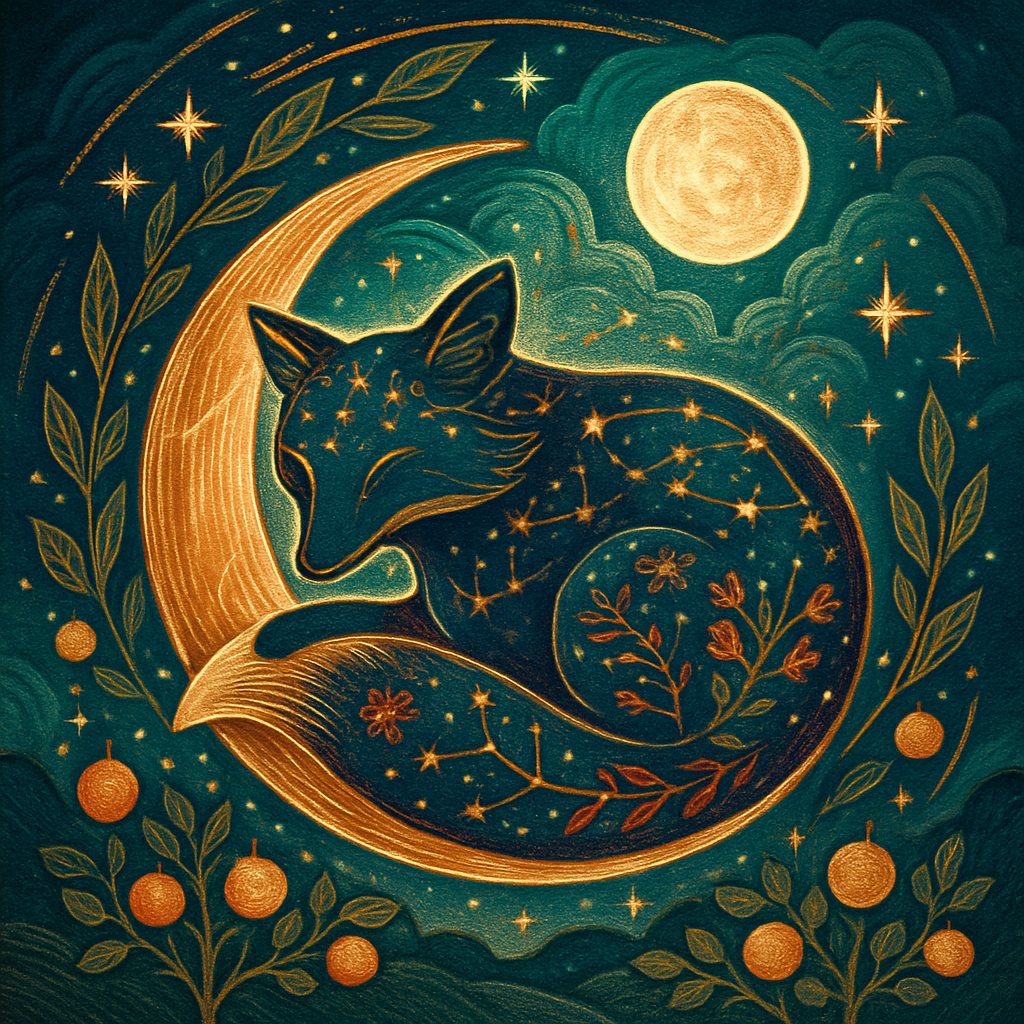 Starwoven Fox Of The Midnight Orchard painting diamond kit
