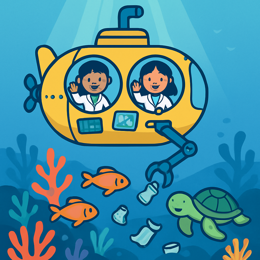 Coral Reef Cleanup Submarine Paint by diamonds art