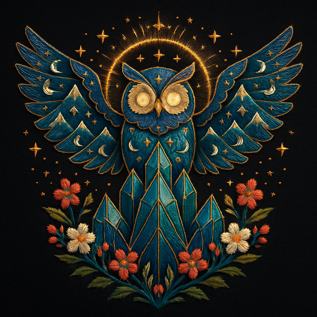 Mountain Harmony Owl Above Crystal Peaks paint by color