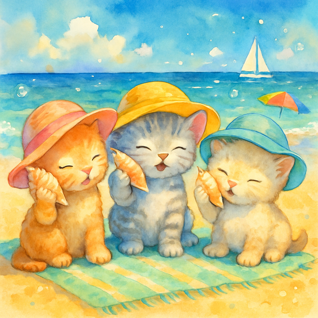 Shell Chorus Beach Kittens Paint by diamonds kits