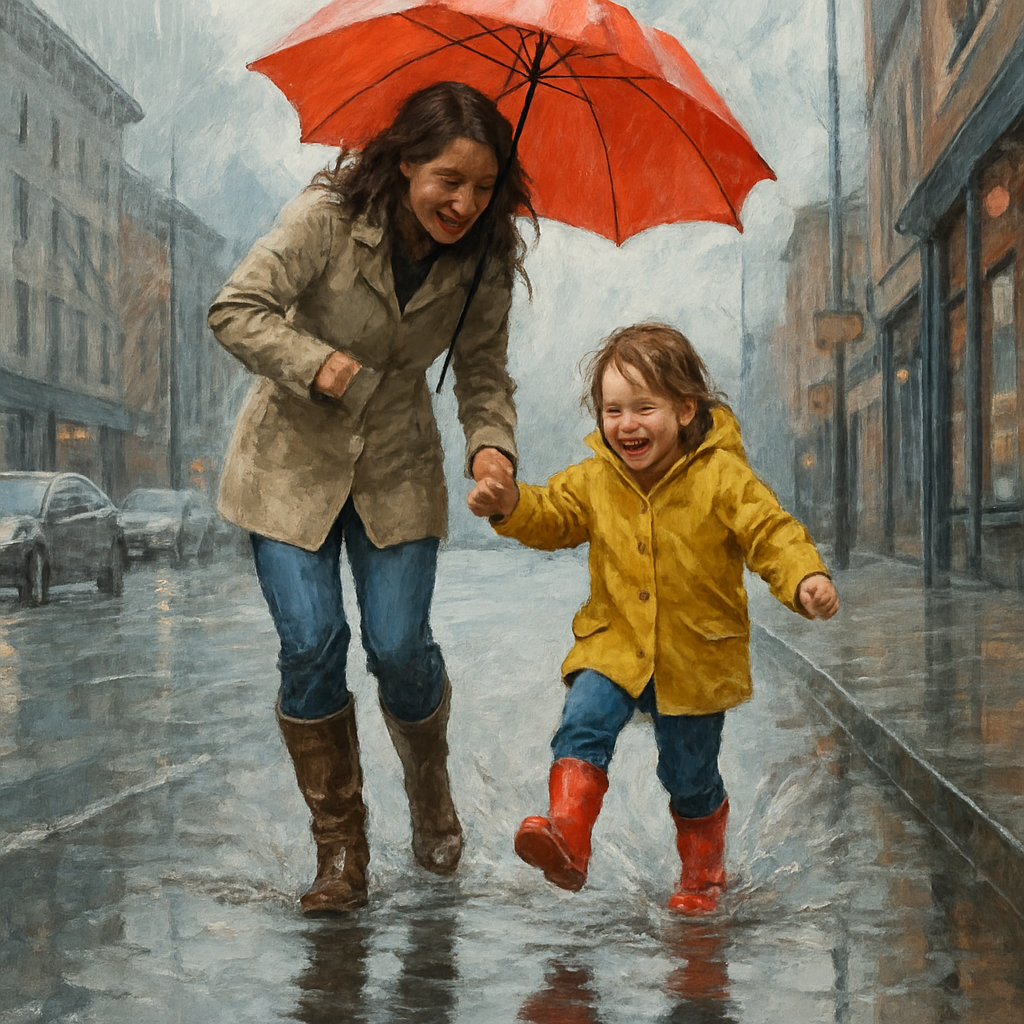 Raindrop Waltz On The City Sidewalk Paint by diamonds kits