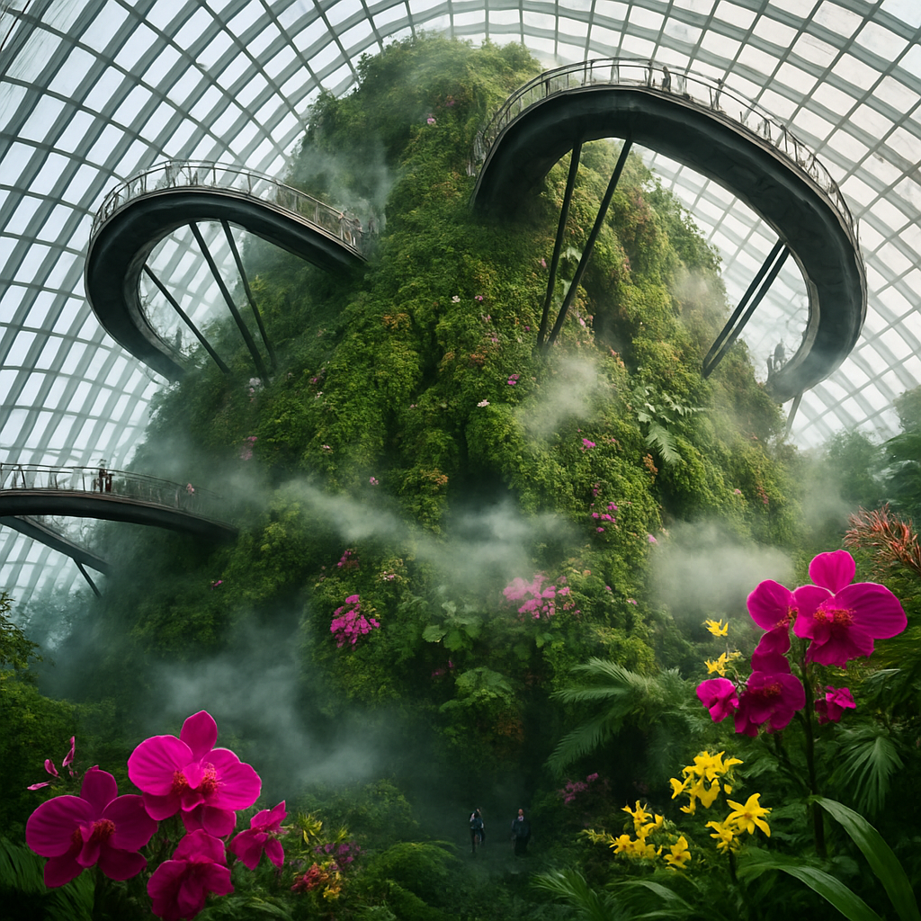 Cloud Forest Dome Epiphyte Canyon In Singapore paint by color