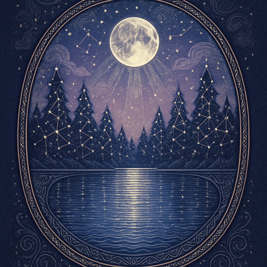 Lantern Lake Under Constellation Pines paint by diamonds