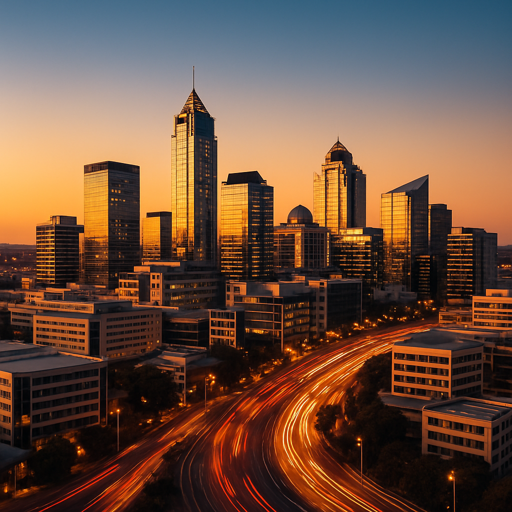 Sandton Skyline At Sunset Johannesburg paint by diamonds