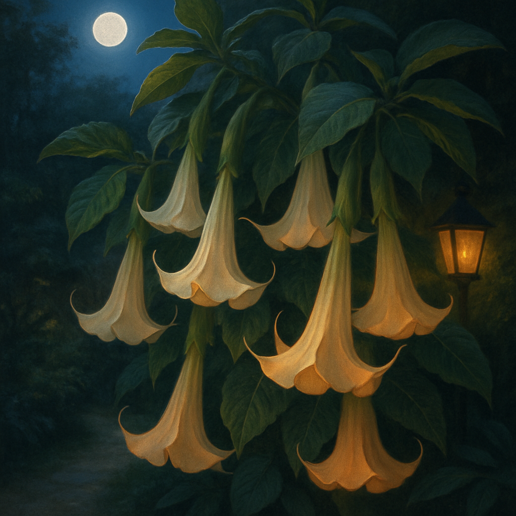 Angels Trumpet Brugmansia Suaveolens Night Garden painting diamond kit