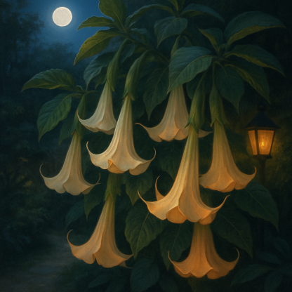Angels Trumpet Brugmansia Suaveolens Night Garden painting diamond kit