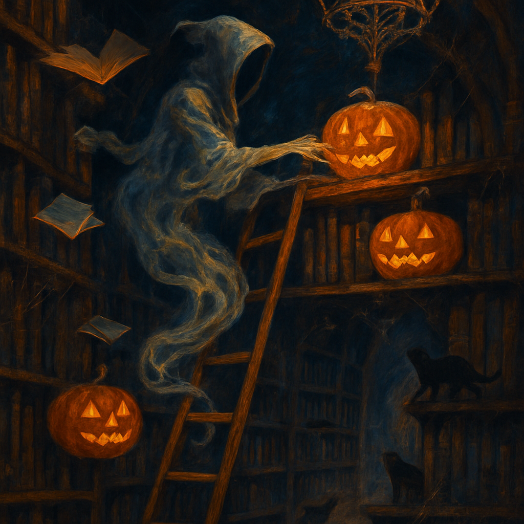 Midnight Library Of Haunted Pumpkins Paint by diamonds art