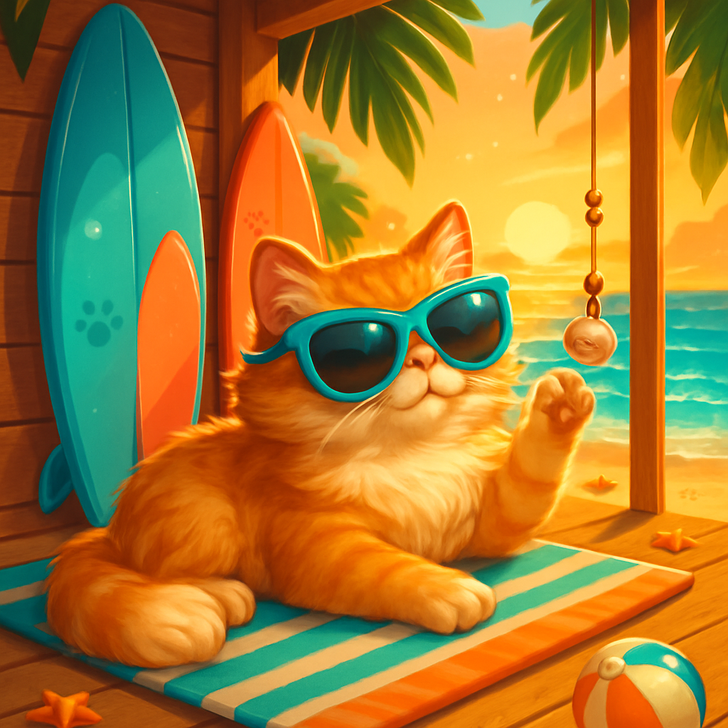 Sunset Surf Shack Cat Lounge Paint by diamonds kits