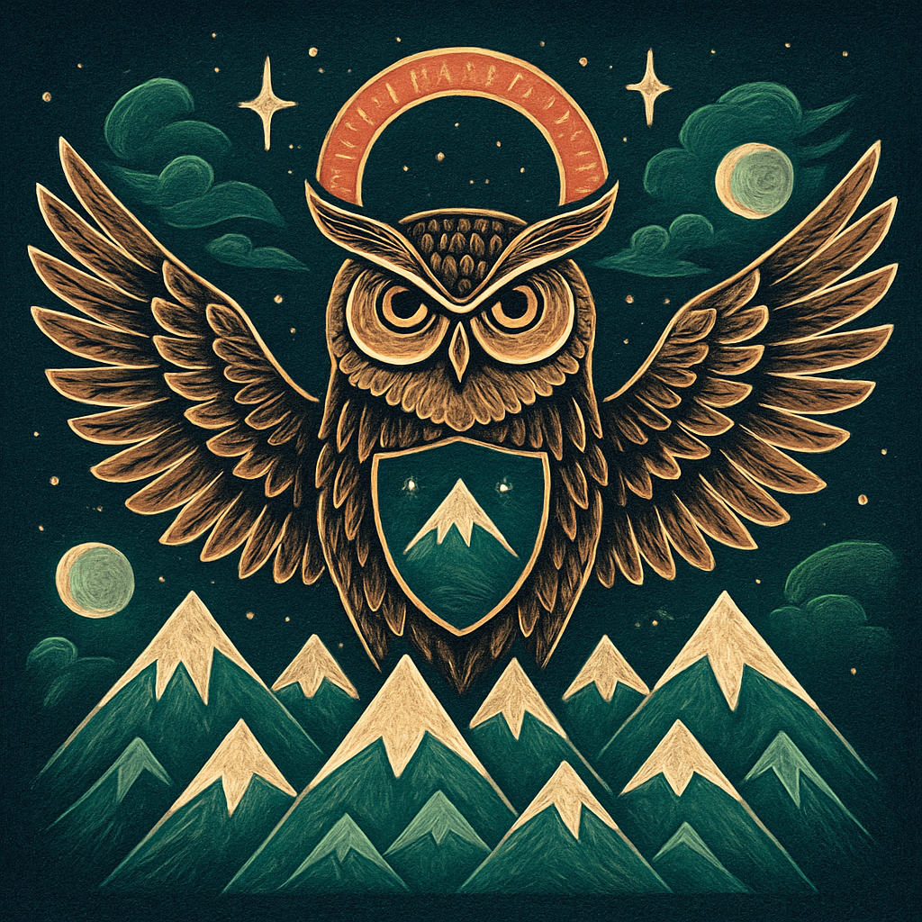 Mountain Harmony Owl Constellation Crest painting diamond kit