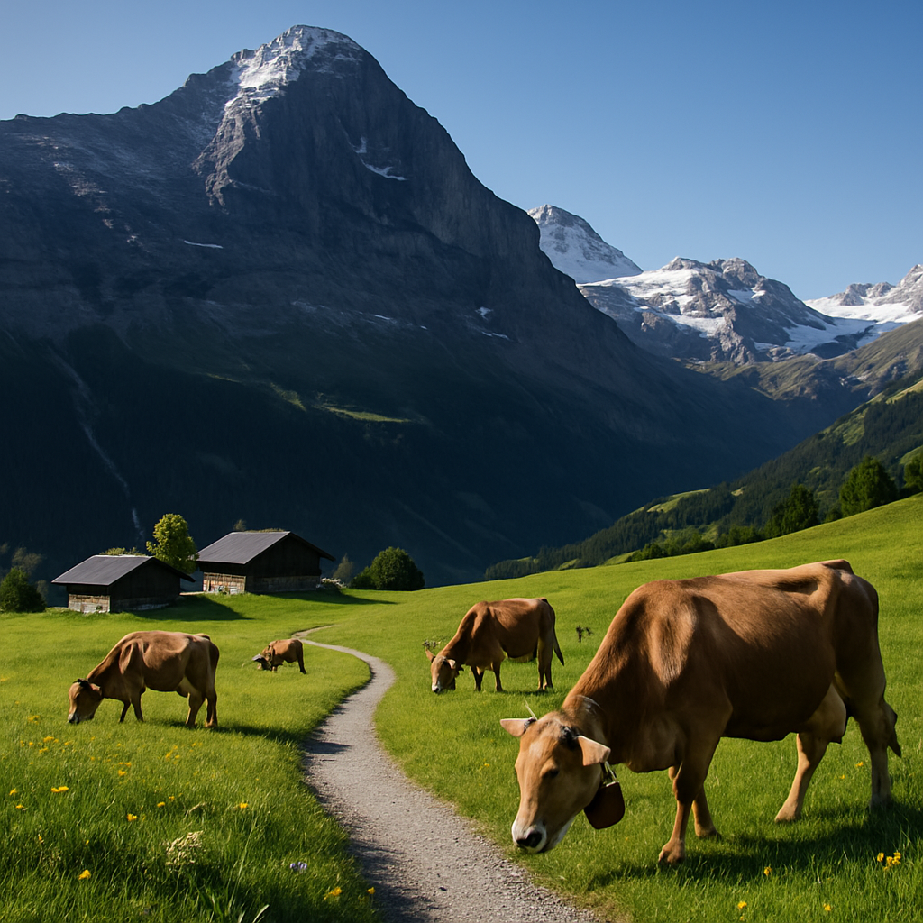 Summer Meadow Below The Eiger North Face paint by color