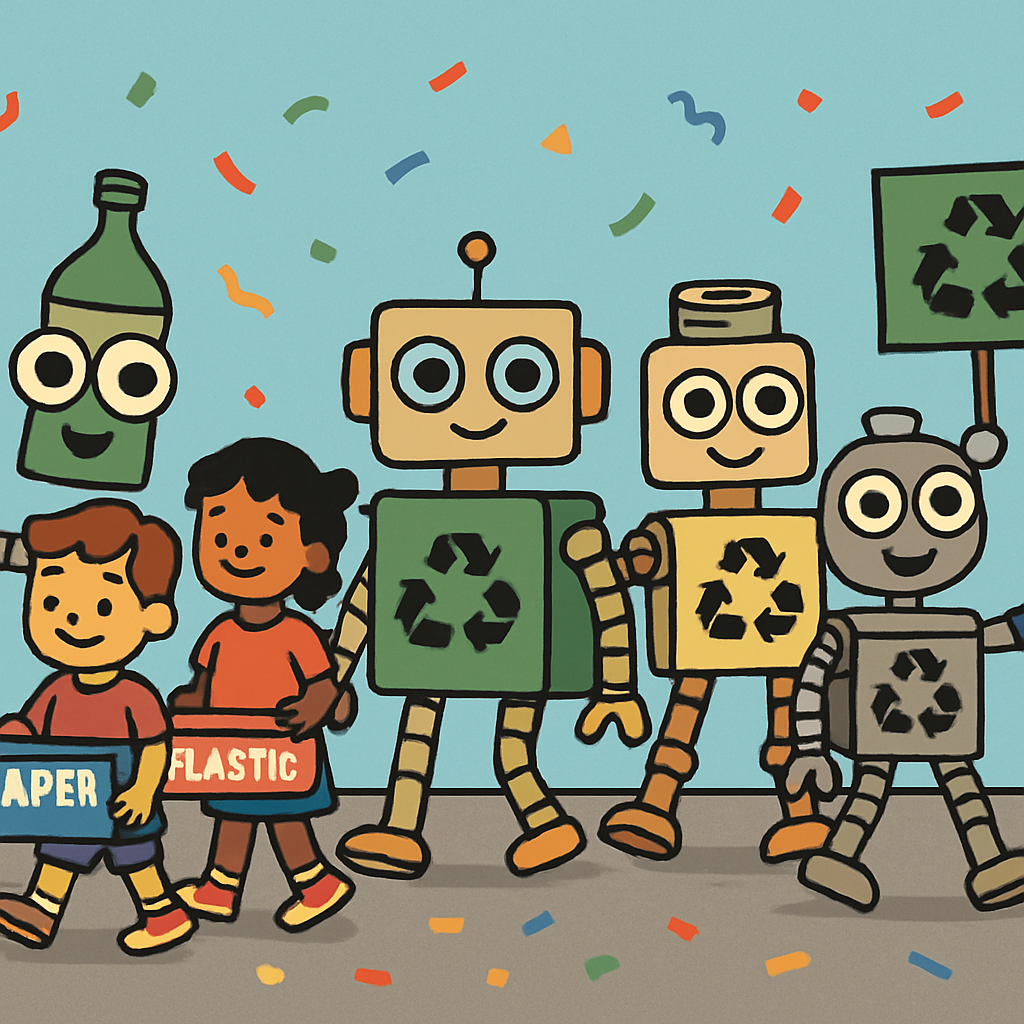 Robot Recycling Parade paint by color