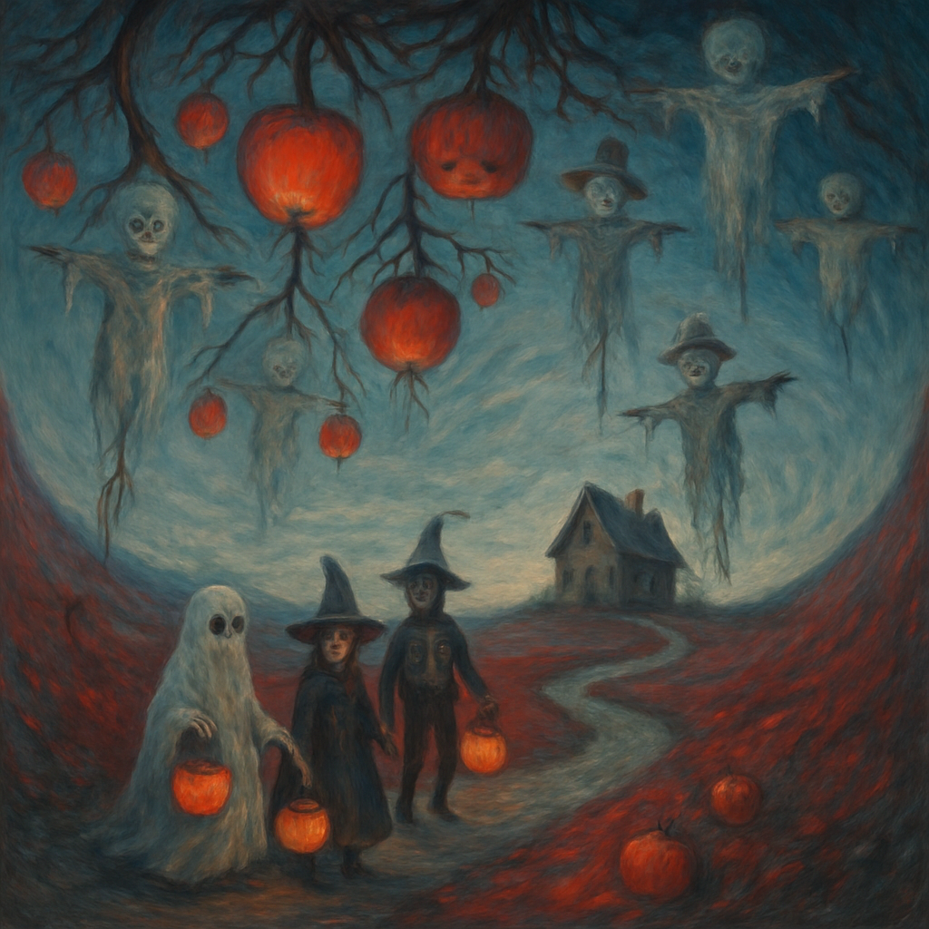 Trick Or Treat In The Upside Down Orchard paint by diamonds