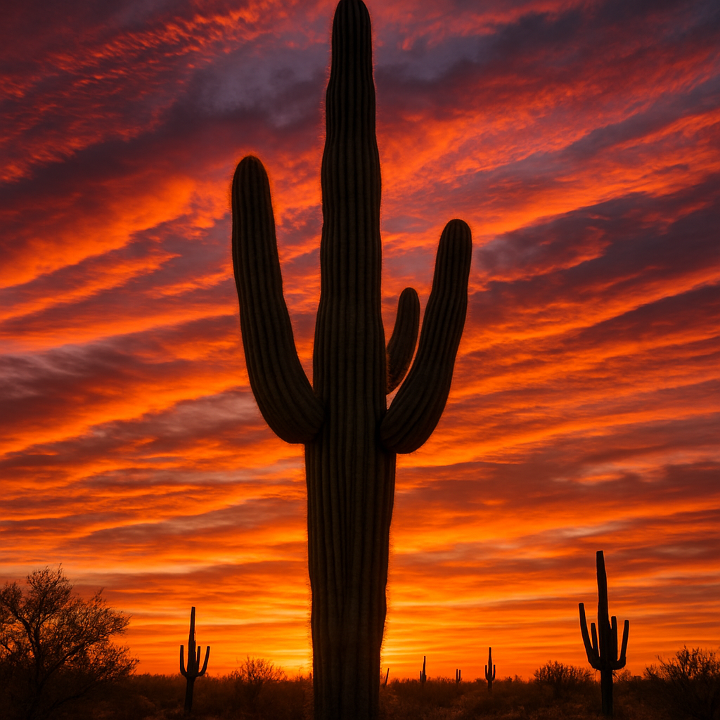 Sonoran Desert Saguaro Cactus At Sunset diamond painting