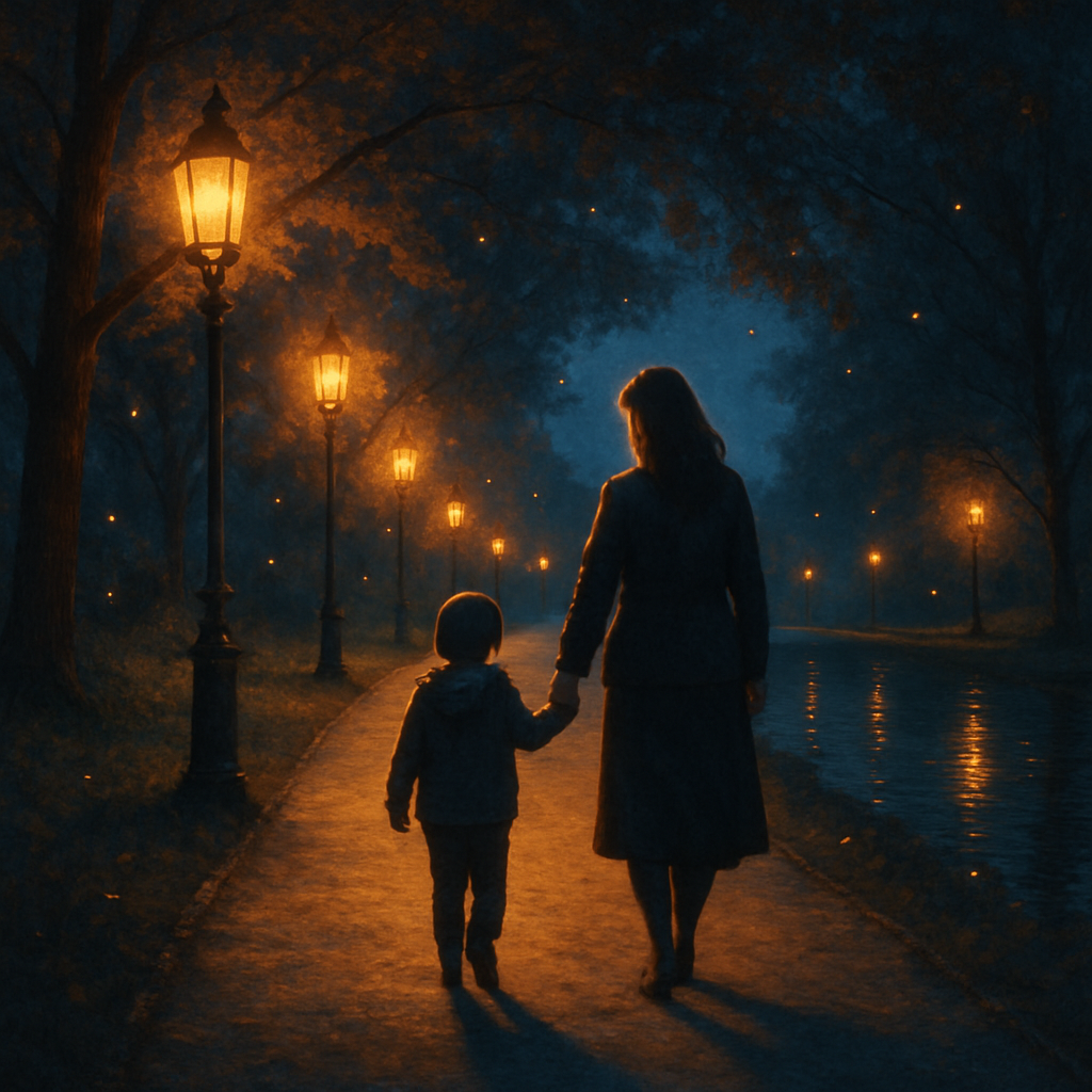 Lanterns Of Memory An Evening Walk With Mother paint by diamond