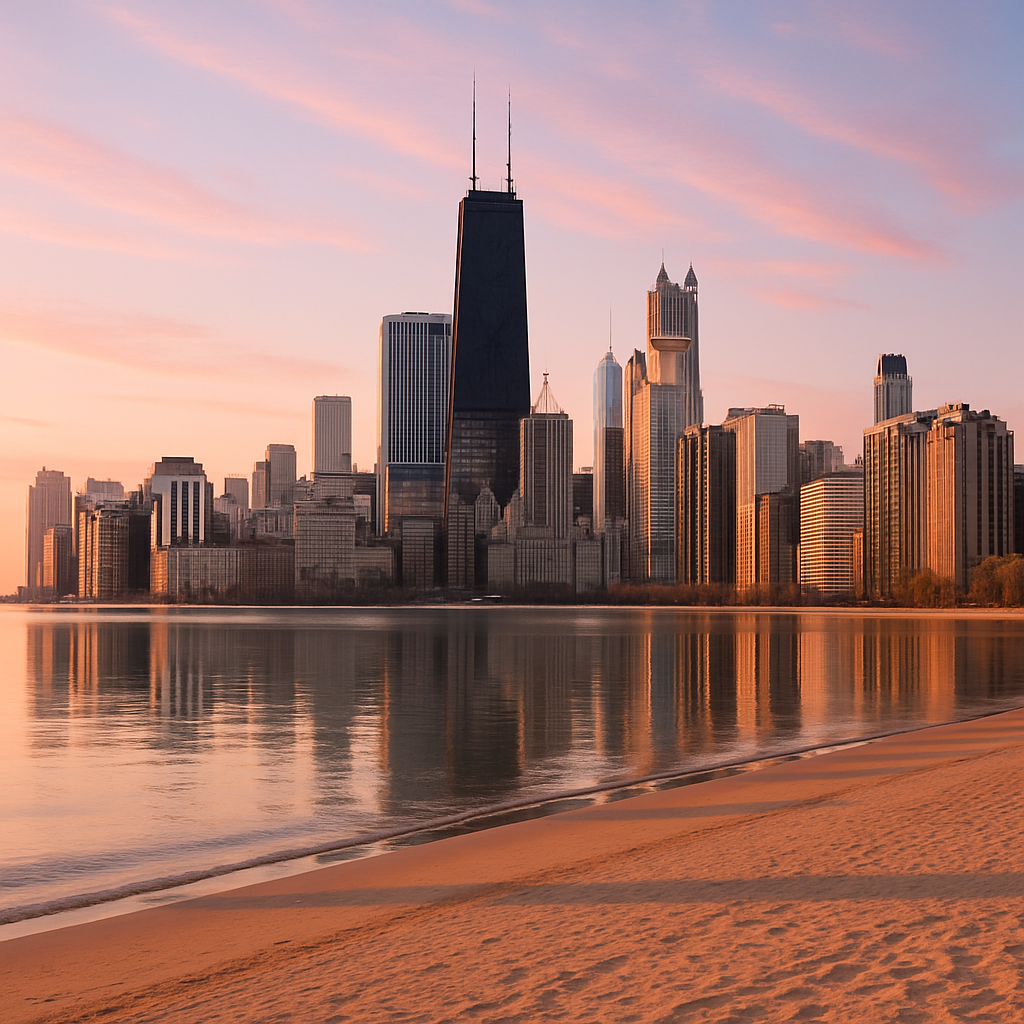 Chicago Skyline From North Avenue Beach Painting by diamonds kit