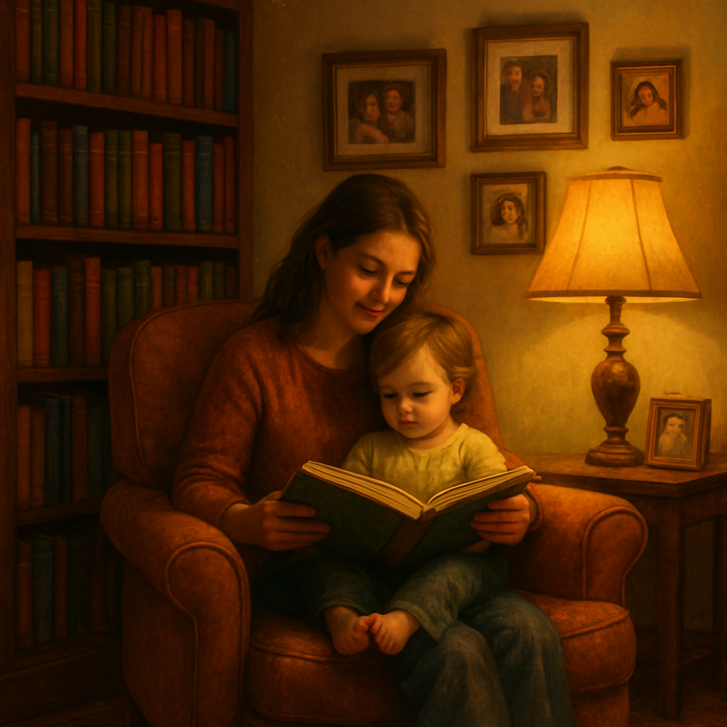 Library Of Heartbeats Storytime In Mothers Lap Painting by diamonds kit