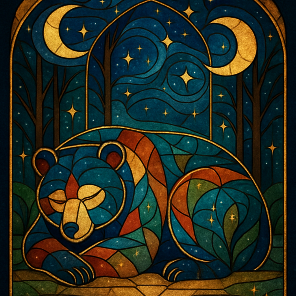 Bear Sanctuary Of The Stained Glass Forest Paint by diamonds kits