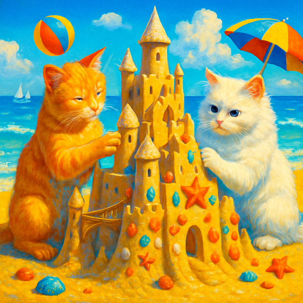 Sandcastle Kingdom Beach Cats Paint by diamonds art