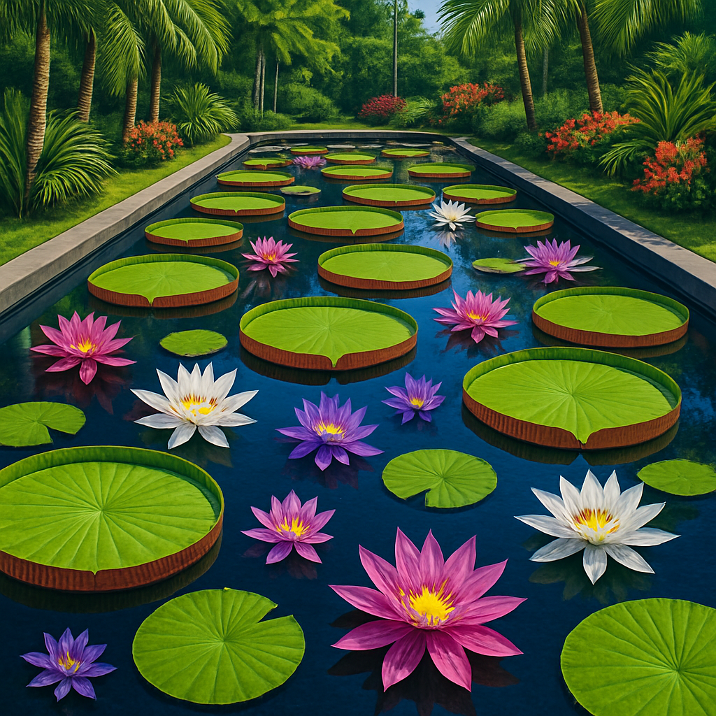 Tropical Waterlily Reflection Pond paint by diamonds
