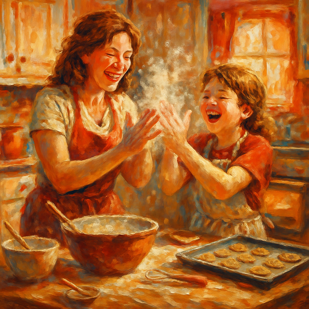Kitchen Symphony Flour Dusted Laughter With Mother diamond painting