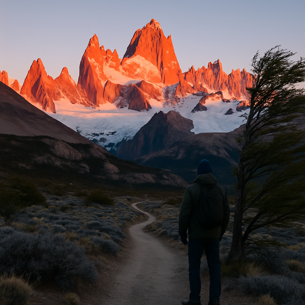 SunriseOverFitzRoyAndPatagonianSteppe paint by diamonds