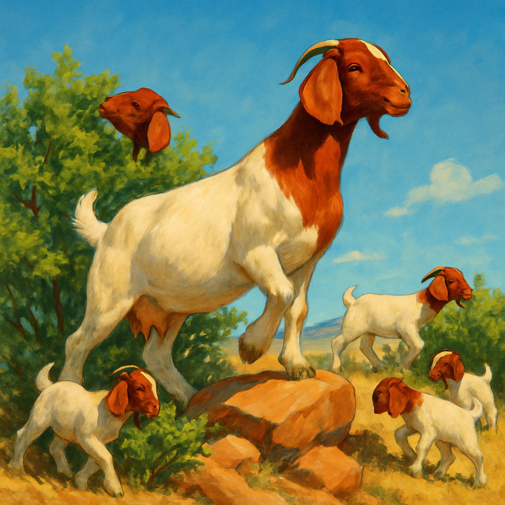 Boer Goat Hillside Browsing paint by color