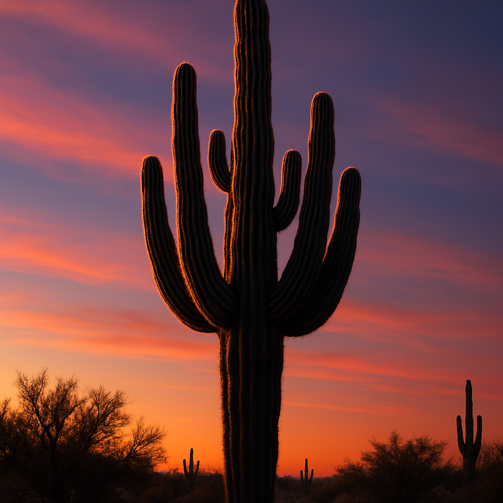 Saguaro Cactus Sonoran Silhouette Paint by diamonds kits