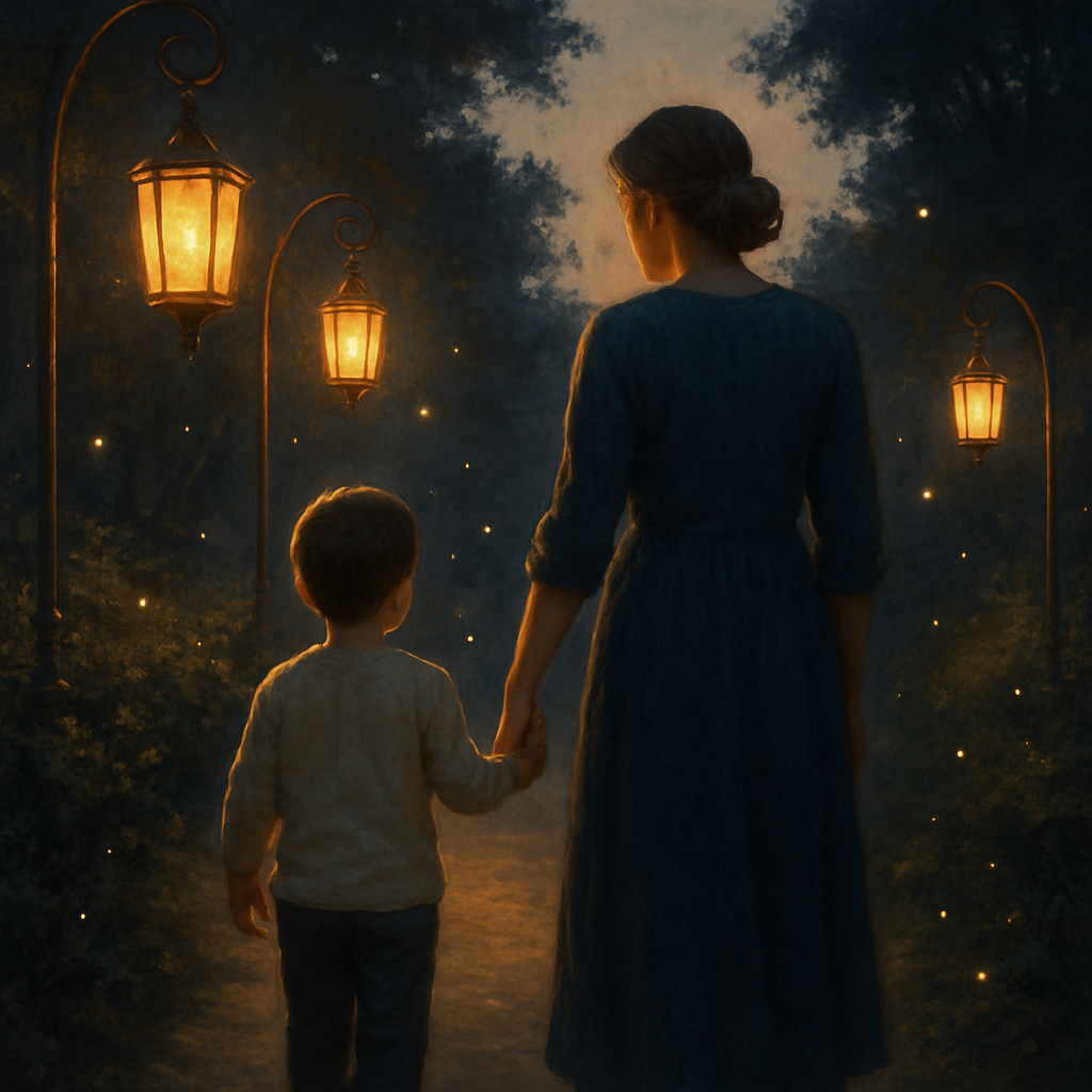 Lanterns Of Memory An Evening Walk With Mother Paint by diamonds art