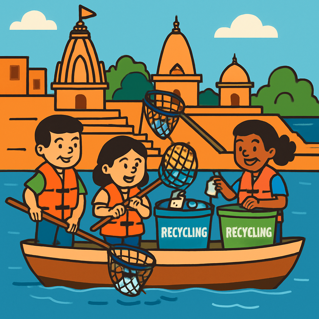 Mission Ganga River Cleanup Painting by diamonds kit