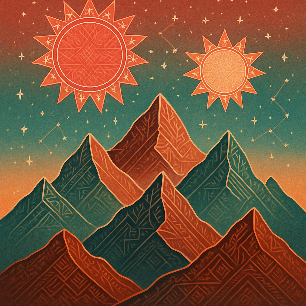 Mountains Of The Twin Suns paint by color