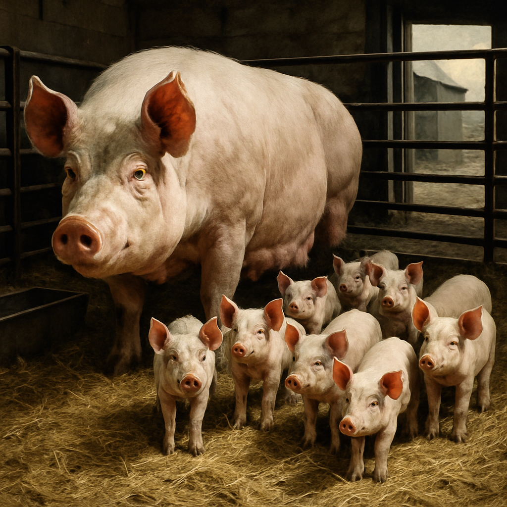 Large White Pig Sow diamond painting