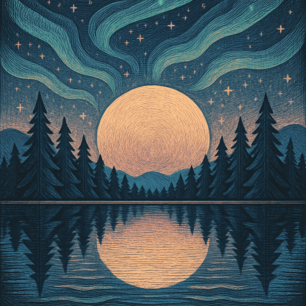 Lakeside Halo Of The Northern Sky Painting by diamonds kit