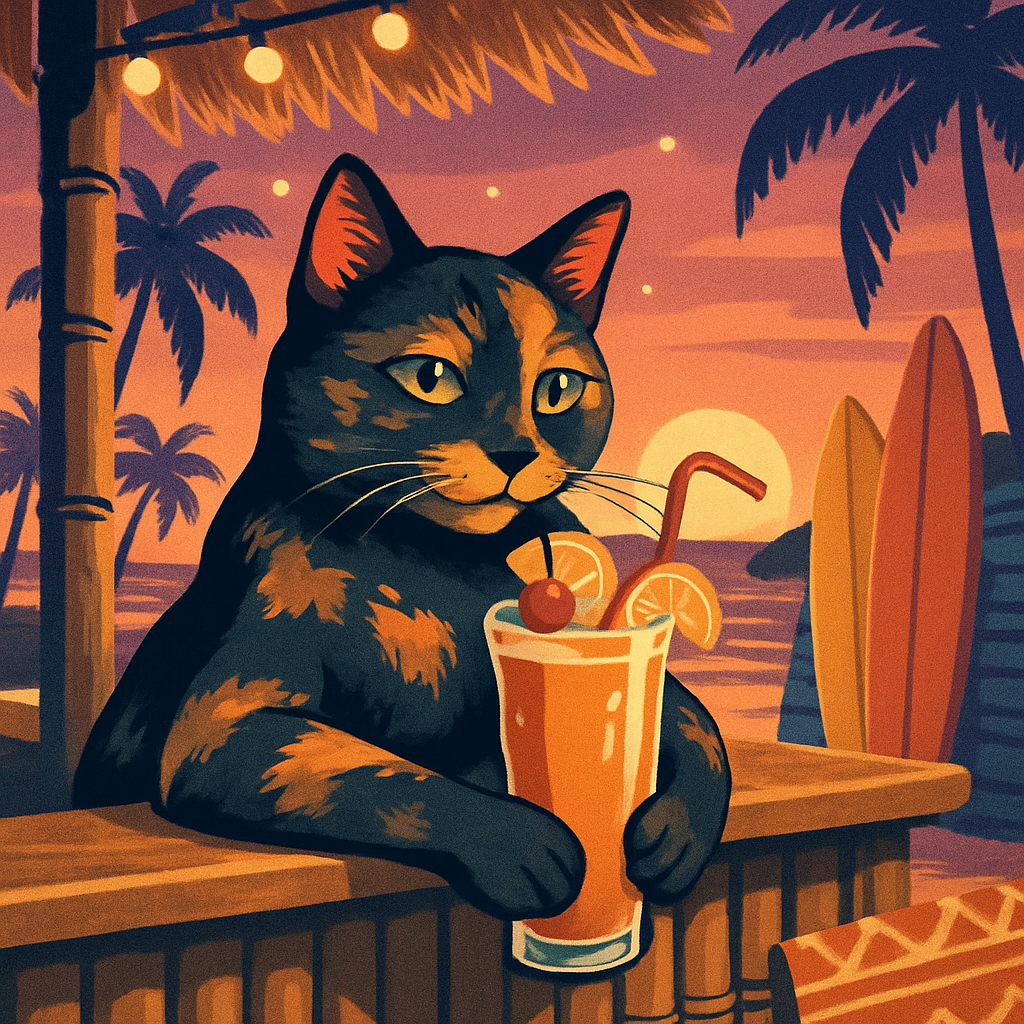 Smoothie Bar Sunset Cat paint by diamonds