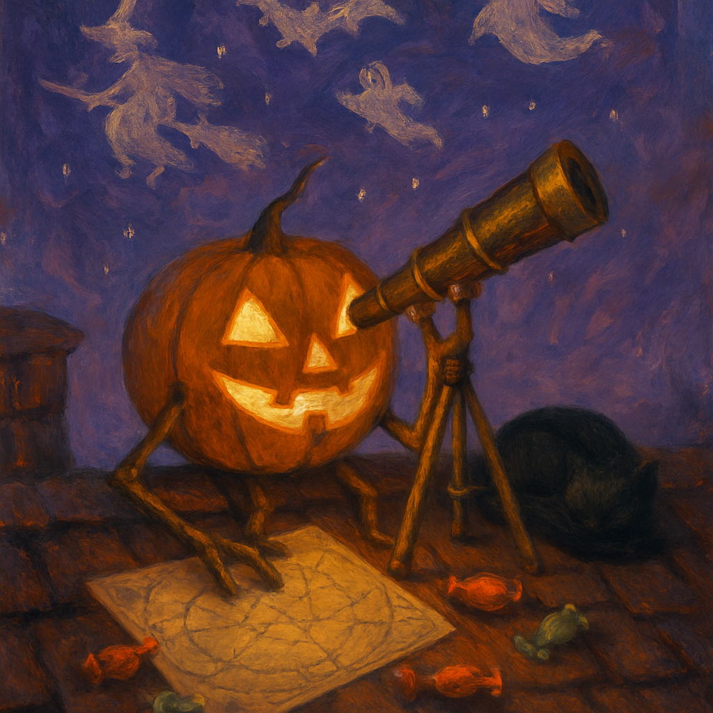 Pumpkin Astronomer On The Rooftop DIY paint by diamonds