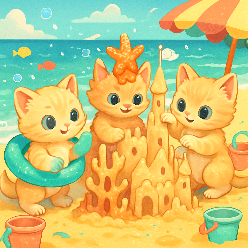 Kittens Coral Reef Sandcastle Party Paint by diamonds kits