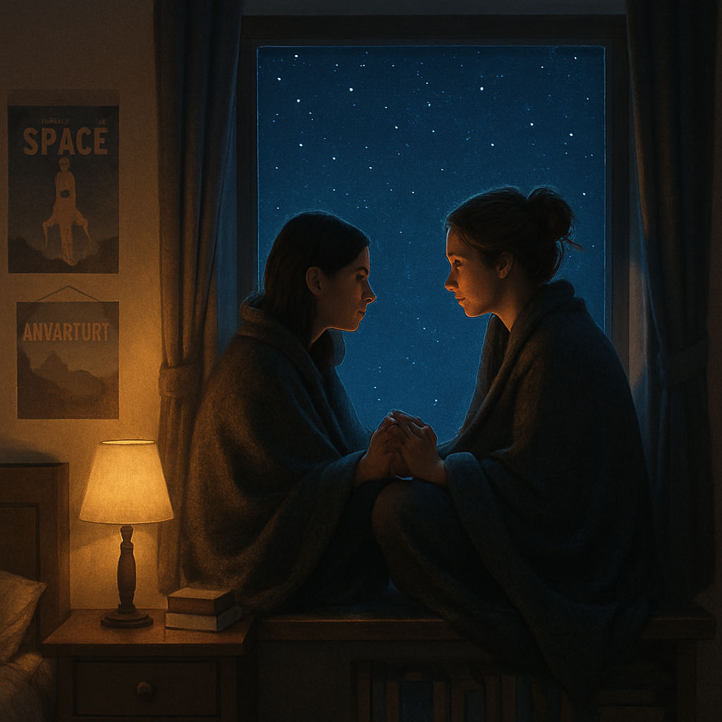 Starlit Window Wishes Mother And Teen In Quiet Conversation paint by diamond