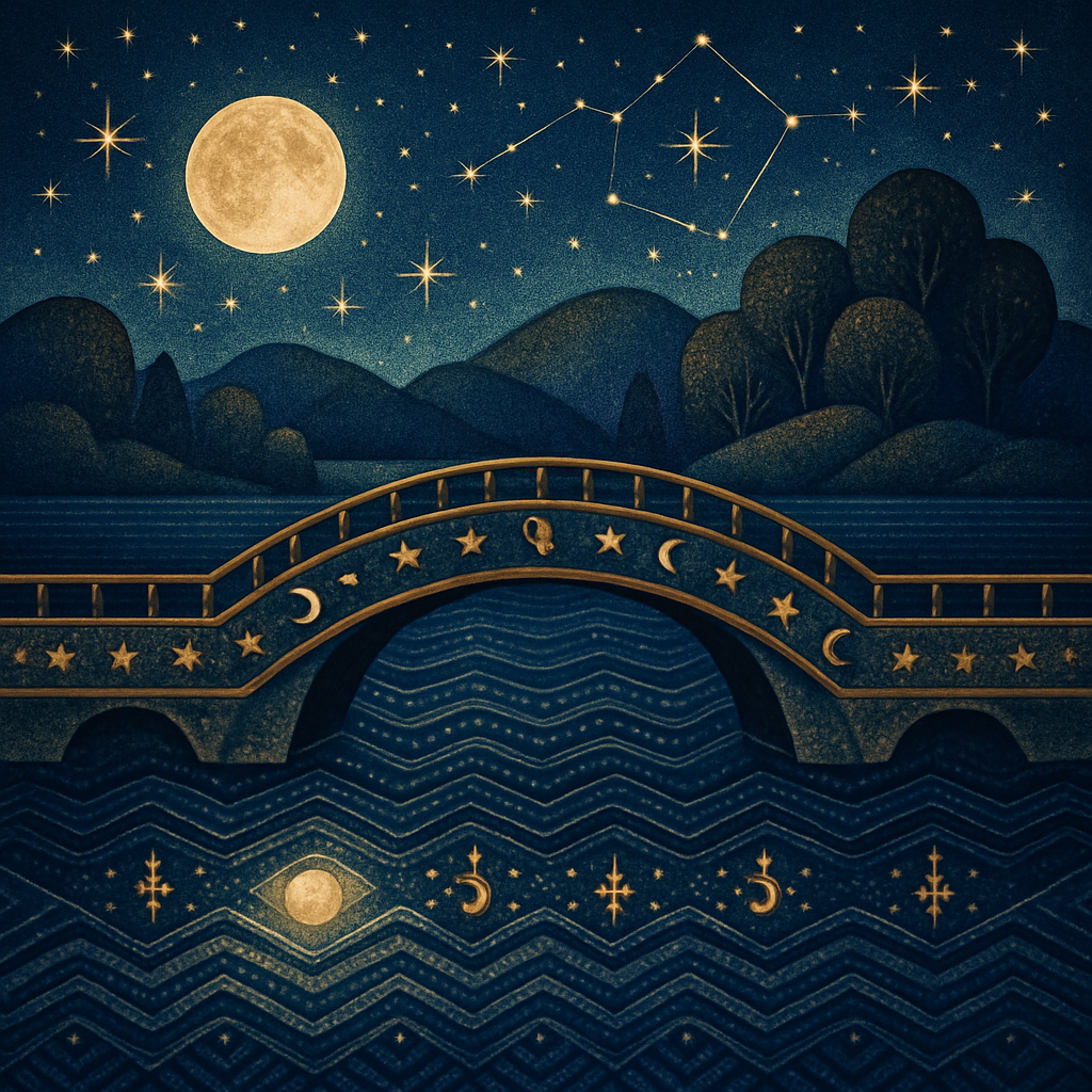 Starlit Bridge Over Patterned Lake Paint by diamonds kits