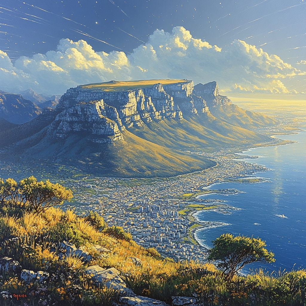 Table Mountain South Africa paint by diamonds